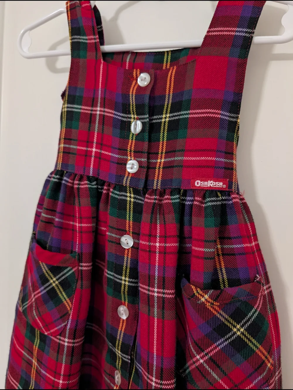 Vintage OshKosh B'gosh 2T Red Tartan Plaid Christmas Jumper Dress